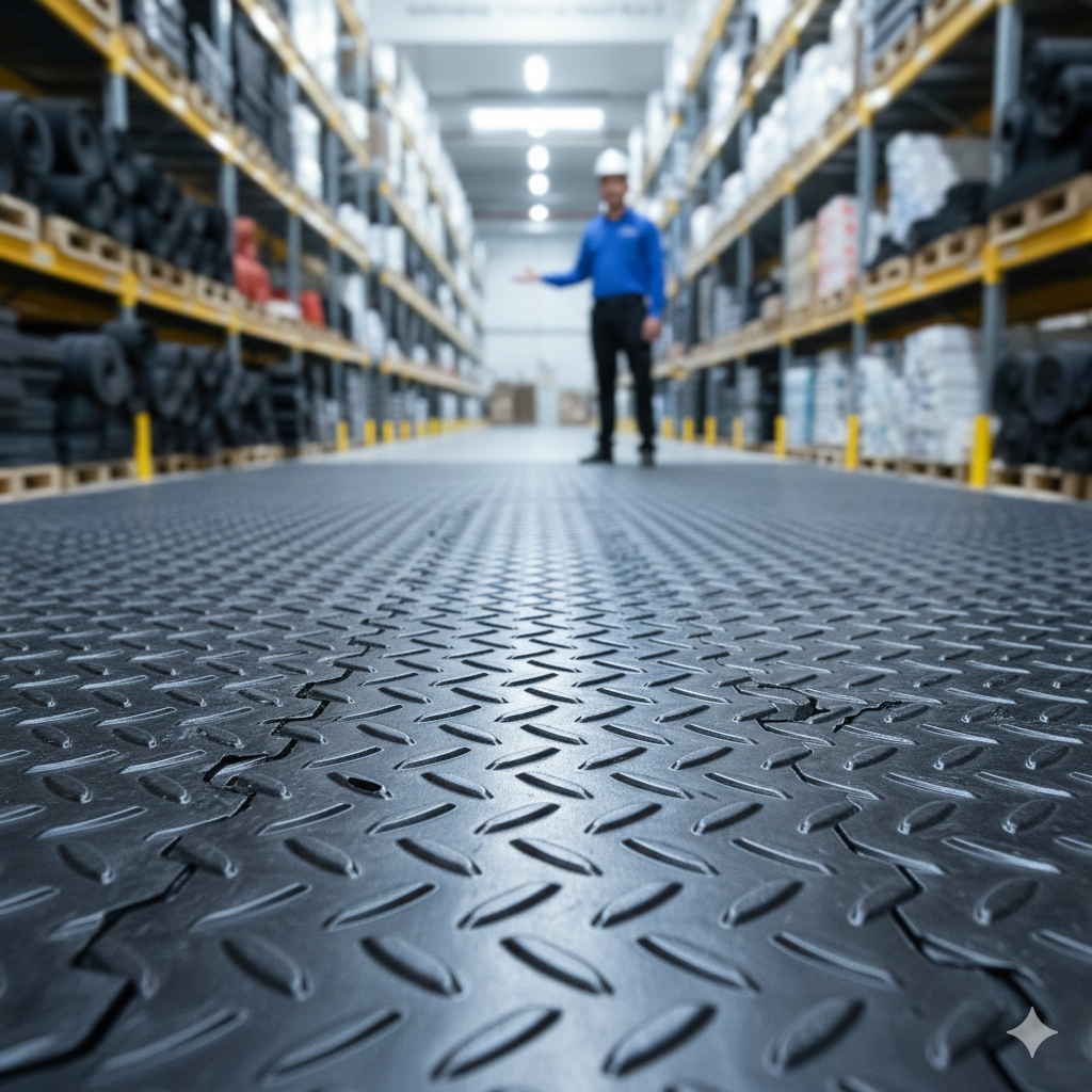 Piso Plástico Negro HD Diamont: Superficie Antideslizante para Aplicaciones Industriales, Comerciales y Residenciales